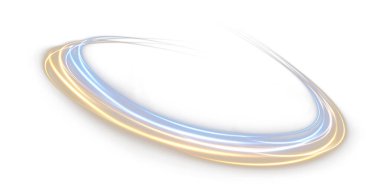 Dynamic swirl pattern with neon and gold blue tones, blending futuristic speed, glowing motion, and abstract elegance. A radiant vortex with cosmic and urban elements vector stock illustration.