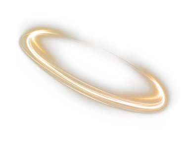 Light golden twirl with a curved glowing line effect. Radiant golden circle and luminous pedestal, podium, or platform stock illustration