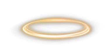 Glowing gold swirl with star shapes, lens flare, and sparkling light beams. A luxurious, ethereal vector design with neon colors and a transparent background, perfect for elegant themes.