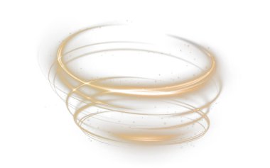 Light golden twirl with a curved glowing line effect. Radiant golden circle and luminous pedestal, podium, or platform stock illustration