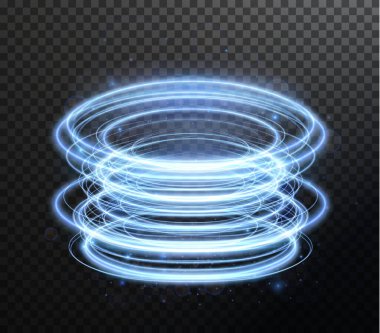 Açık mavi Twirl. Mavi çizginin kıvrımlı ışık etkisi. PNG parlak mavi daire. Açık mavi pedistal, podyum, platform, masa. Vektör PNG. Vektör illüstrasyonu