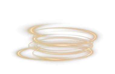 Light golden twirl with a curved glowing line effect. Radiant golden circle and luminous pedestal, podium, or platform stock illustration