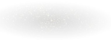 Glowing light effect with numerous glitter particles on a transparent background. Vector starry cloud with shimmering dust. 