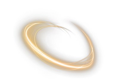 Light golden twirl with a curved glowing line effect. Radiant golden circle and luminous pedestal, podium, or platform stock illustration