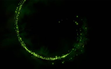 Glowing green abstract with light beams, sparks, and digital effects perfect for tech, party, or futuristic design themes.