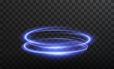 Glowing blue spiral and swirling neon rings with lens flare and abstract motion perfect for glamorous, high-energy, and luxurious digital designs or visuals.
