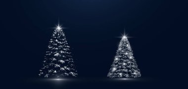Stock illustration of a silver Christmas tree on a transparent background
