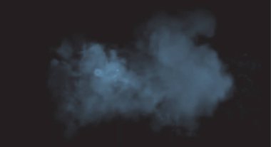 Blue smoke explosion special effect isolated on a transparent background stock illustration.