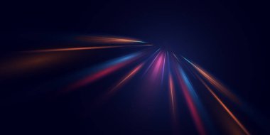 Modern vektör tasarımları, dijital yollar veya geometrik duyarlılığa sahip soyut teknoloji arkaplanları için ideal hız ve geleceksel hareketi sembolize eden parlak, akıcı neon ışık eğrisi