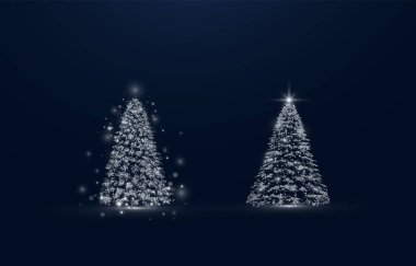 Stock illustration of a silver Christmas tree on a transparent background