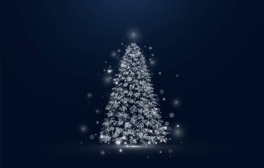 Stock illustration of a silver Christmas tree on a transparent background