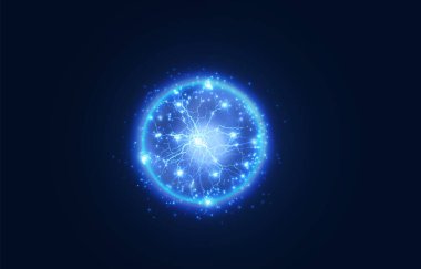 Stock vector illustration of ball lightning on a transparent background an abstract plasma sphere with electric discharge.