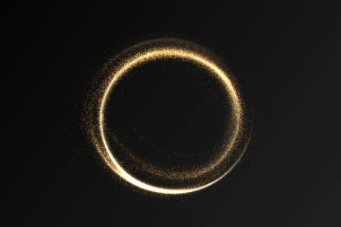 Abstract golden circular light effect. Glowing round shimmer with radiant flare. 