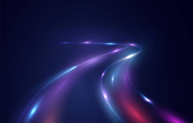 Hızlı hareket eden hız çizgileri içeren fütüristik soyut teknoloji geçmişi. Oyunlar, kartvizitler, posterler ve afişler için dinamik hareket tasarımı ideal.