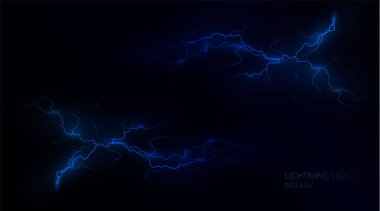 Işık izole vektör yıldırımı png. Sihirli ışık soyut çizgileri. Gerçekçi doğal yıldırım etkileri. Vektör illüstrasyonu