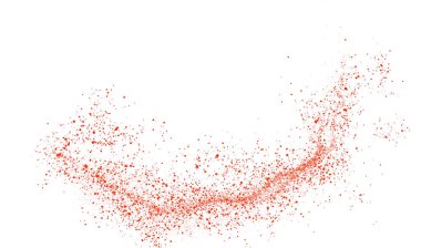 Vibrant image of red chili and curry powder particles in motion, captured with selective focus and blurred motion on a white background. Perfect for culinary visuals.