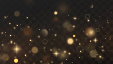 Altın parıldayan yıldız tozu parçacıklarının soyut izi. Stok fotoğrafı. Vektör illüstrasyonu