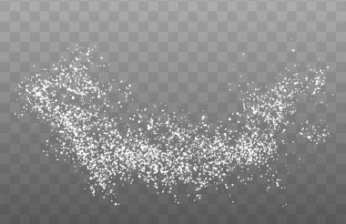 Sihirli gümüş kıvılcımlar parlayan kuyruklu yıldız yolunda kıvrılır, şeffaf bir arkaplanda parlak, şenlikli ve fantezi dolu bir vektör yaratır..