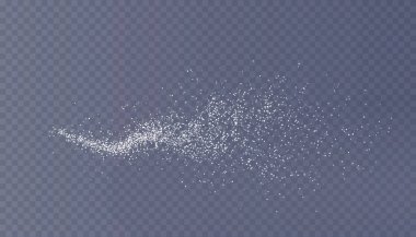 Sihirli gümüş kıvılcımlar parlayan kuyruklu yıldız yolunda kıvrılır, şeffaf bir arkaplanda parlak, şenlikli ve fantezi dolu bir vektör yaratır..