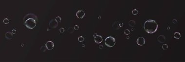  iridescent bubble floating mid-air against a black background, reflecting vibrant colors and light effects. Transparent, textured, and dynamic, capturing motion, beauty, and playful energy