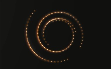 vector background featuring radiant gold streaks, shimmering light trails, and dynamic fire-like curves. A glowing speed effect with elegant swirling motion stock illustration.