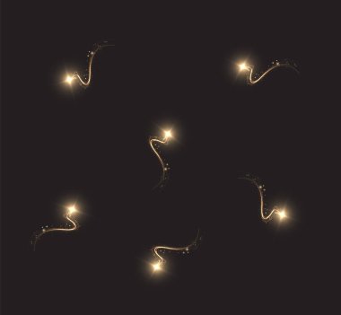 vector background featuring radiant gold streaks, shimmering light trails, and dynamic fire-like curves. A glowing speed effect with elegant swirling motion stock illustration.