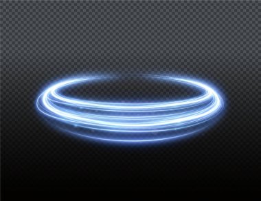 Açık mavi Twirl. Mavi çizginin kıvrımlı ışık etkisi. PNG parlak mavi daire. Açık mavi pedistal, podyum, platform, masa. Vektör PNG. Vektör illüstrasyonu