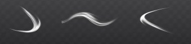 Stock illustration featuring white glowing speed lines with light glare and a dynamic shiny trail effect.