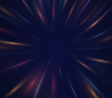 Purple high-speed light trails creating a dynamic visual effect, symbolizing fast data transfer, traffic time-lapse, and blurred motion in a stock illustration.