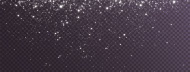 stock illustration of a glowing light effect with sparkling particles and a starry dust cloud, isolated on a transparent background.