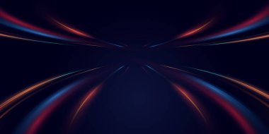 Modern vektör tasarımları, dijital yollar veya geometrik duyarlılığa sahip soyut teknoloji arkaplanları için ideal hız ve geleceksel hareketi sembolize eden parlak, akıcı neon ışık eğrisi