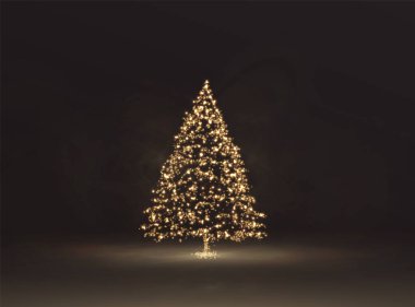 Sparkling magical Christmas tree lights. A greeting card wishing you a Merry Christmas and a Happy New Year. A vector stock illustration