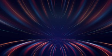 Modern vektör tasarımları, dijital yollar veya geometrik duyarlılığa sahip soyut teknoloji arkaplanları için ideal hız ve geleceksel hareketi sembolize eden parlak, akıcı neon ışık eğrisi