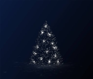 Stock illustration of a silver Christmas tree on a transparent background