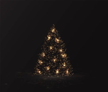 Sparkling magical Christmas tree lights. A greeting card wishing you a Merry Christmas and a Happy New Year. A vector stock illustration