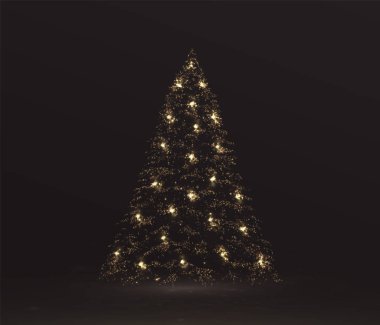 Sparkling magical Christmas tree lights. A greeting card wishing you a Merry Christmas and a Happy New Year. A vector stock illustration