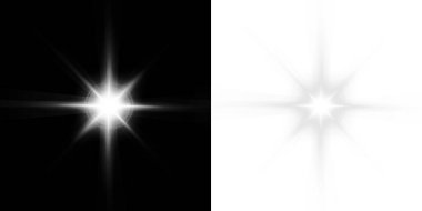 Light effect with a bright starburst. Radiant light explosion on a transparent background. Shining sun glow. Stock illustration.