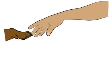 bir hayvan pençe için ulaşan insan eli