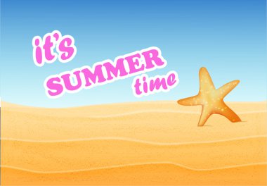 vektör çizim denizyıldızı ve kum. onun yaz saati