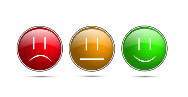 Vector 3d evaluating smiles from negative to positive evaluation.
