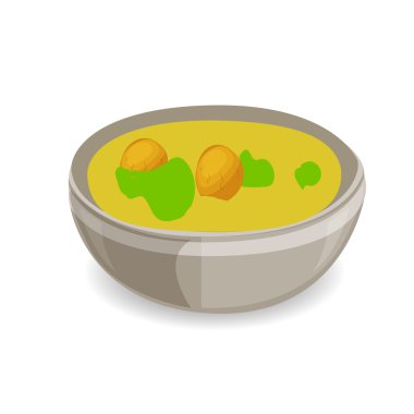 Vektör görüntü tabak çorba ile. Asya gıda.