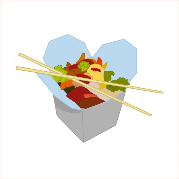Vektorbild av asiatisk mat i lådor — Stock vektor