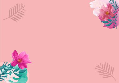 Elle çizilmiş suluboya şakayıklar, Canavar Yaprağı, Bej Arkaplanda Dekoratif Yapraklar. Soyut elementlerle modern, çağdaş tasarım. Reklam ve baskılar için kullanışlı.