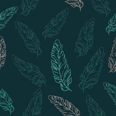 Vektör Kusursuz Modern Neon Muz Tropikal Yapraklar Kalıbı. Ambalaj, ambalaj kağıdı, baskılar, reklamlar, kumaş için orman botanik arka planı