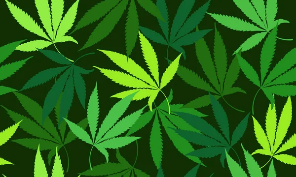 Neon Green Marijuana Pattern Medical Cannabis Weed Modern Background Surface — 图库矢量图片