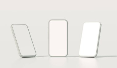 Arkaplanda akıllı telefon modelleme seti, 3D görüntüleme gerçekçi telefon seti.