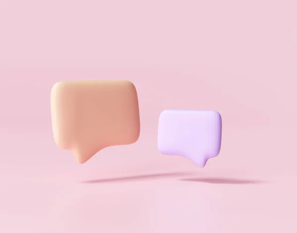 Minimal Purple Orange Chat Bubbles Pink Background Concept Social Media — Stock Photo, Image