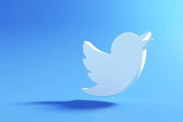 Logo Twitter Sur Fond Bleu Application Médias Sociaux Illustration Rendu — Photo