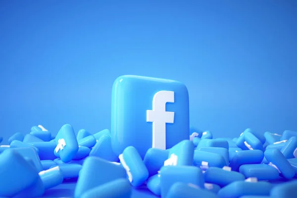 Pile Logo Facebook Tła Facebook Słynna Platforma Social Media — Zdjęcie stockowe