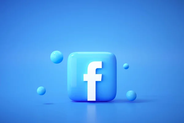 3 boyutlu Facebook logosu. Facebook ünlü bir sosyal medya platformu.